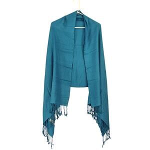 Pashmina 70% Silk 30% Scarf Wrap Shawl Fringe 28 x 72 TEAL